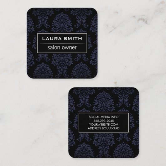クラシックダマスクパターン スクエア名刺 (正面/裏面)