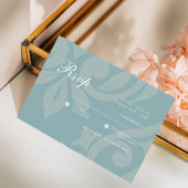 クラシックダマスクピーターブルーウェディングRSVP 出欠カード