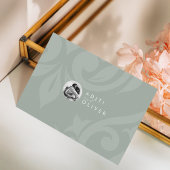 クラシックダマスク淡い色のオリーブ写真結婚式RSVP 出欠カード