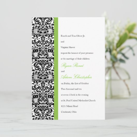 クラシックダマスク結婚式招待状 招待状 (スタンド正面)