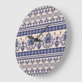 クラシックダマスク:観賞用シームレス壁紙。 ラージ壁時計 (傾斜)