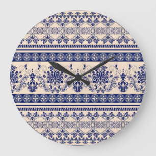 クラシックダマスク：観賞用シームレス壁紙。 ラージ壁時計