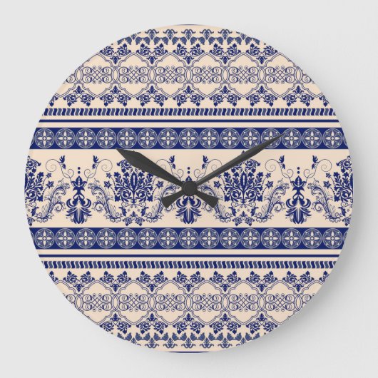 クラシックダマスク:観賞用シームレス壁紙。 ラージ壁時計 (正面)