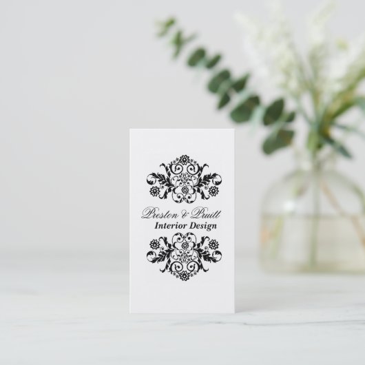 クラシックダマス王室のク白黒プロフェッショナル 名刺 (スタンド正面)