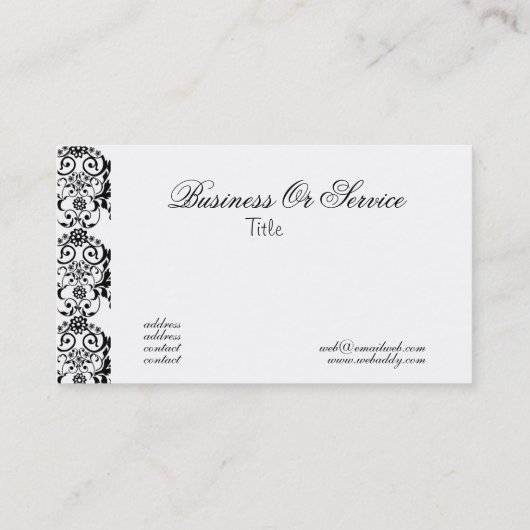 クラシックダマス王室のク白黒プロフェッショナル 名刺 (裏面)