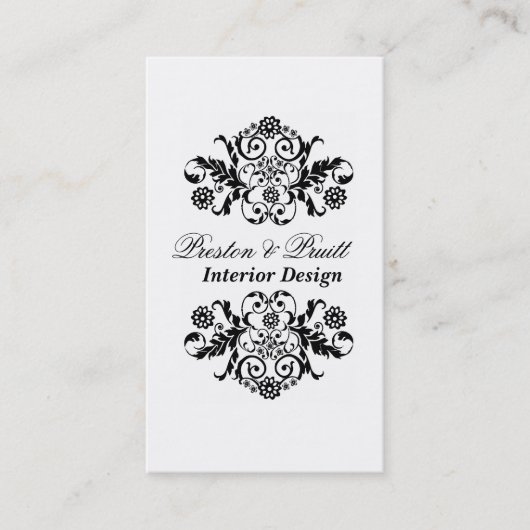 クラシックダマス王室のク白黒プロフェッショナル 名刺 (正面)