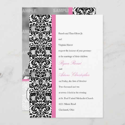 クラシックダマス結婚ク写真 招待状 (正面/裏面)