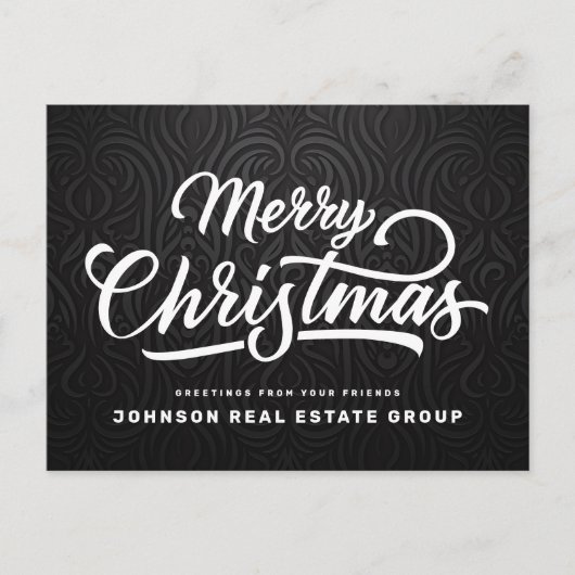 クラシックダークエレガントダマスク模様 シーズンポストカード (正面)