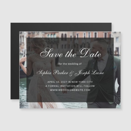 クラシックダークオーバーレイ写真マグネット式Save the Date (正面/裏面)