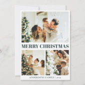 クラシックダークグリーンミニマルクリスマスフォトグリッド シーズンカード (正面)
