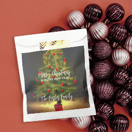 クラシックダークグレーに赤いボールを持つクリスマスツリー フェイバーバッグ