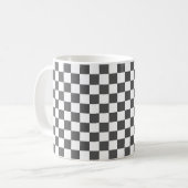 クラシックダークグレーチェッカーボード コーヒーマグカップ (正面左)