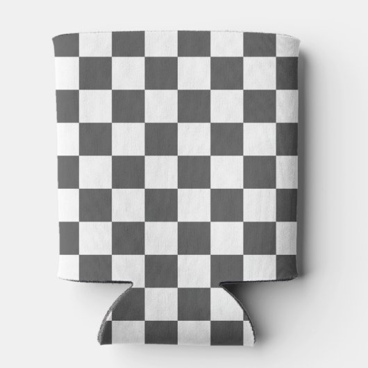 クラシックダークグレーチェッカーボード 缶クーラー (裏面)