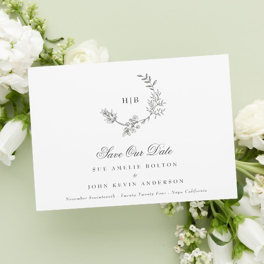 クラシックダークグレーモノグラムクラシックリース結婚ズ セーブザデート