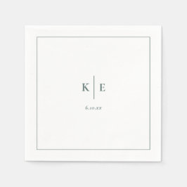 クラシックダークダスティグリーン結婚ズモノグラムナプキンス スタンダードカクテルナプキン