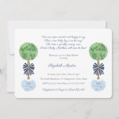 クラシックダークブルーとホワイトボーイベビーシャワーパーティー 招待状 (正面)