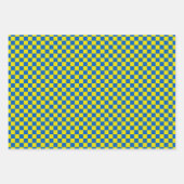 クラシックダークブルー、イエロープレイド ラッピングペーパーシート (正面3)