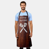 クラシックダークマホガニー木目フリッピン素晴らしズ エプロン (着用した状態)