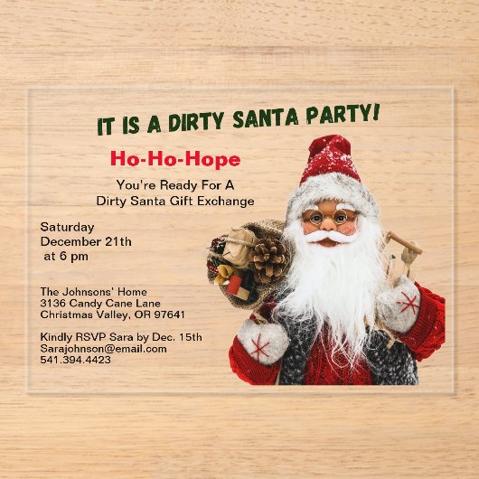 クラシックダーティサンタギフト取引所 アクリル招待状 (正面)