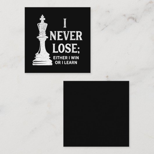 クラシックチェスデザイン、私は決して負けない。私は勝つか スクエア名刺 (正面/裏面)