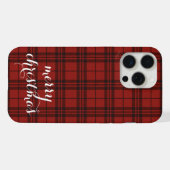 クラシックチェックメリークリスマスフェスティブ - iPhoneケース (裏面横)