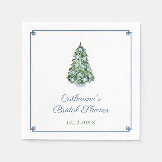 クラシックチノイスリークリスマスツリーホリデーズパーティー スタンダードカクテルナプキン (正面)