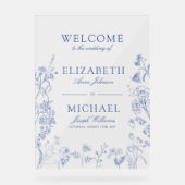 クラシックチノイスリービクトリアンブルーフローラ結婚ズ アクリルサイン (正面)