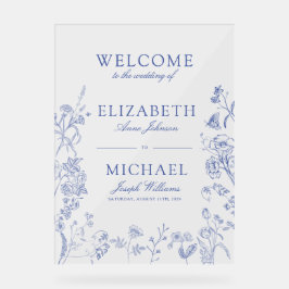 クラシックチノイスリービクトリアンブルーフローラ結婚ズ アクリルサイン