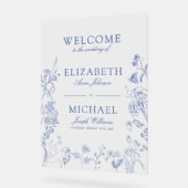 クラシックチノイスリービクトリアンブルーフローラ結婚ズ アクリルサイン (傾斜)