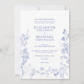 クラシックチノイスリービクトリアンブルーフローラ結婚ズ 招待状 (正面)