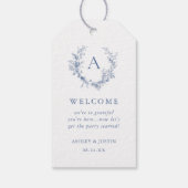 クラシックチノイスリーブルーモノグラム結婚の歓迎 ギフトタグ (裏面)