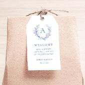 クラシックチノイスリーブルーモノグラム結婚の歓迎 ギフトタグ