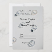 クラシックチャーム：黒およびグレー結婚式招待状 招待状 (正面)