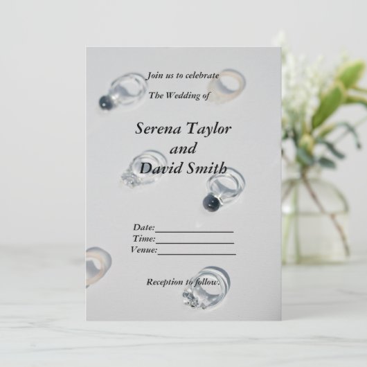 クラシックチャーム：黒およびグレー結婚式招待状 招待状 (スタンド正面)