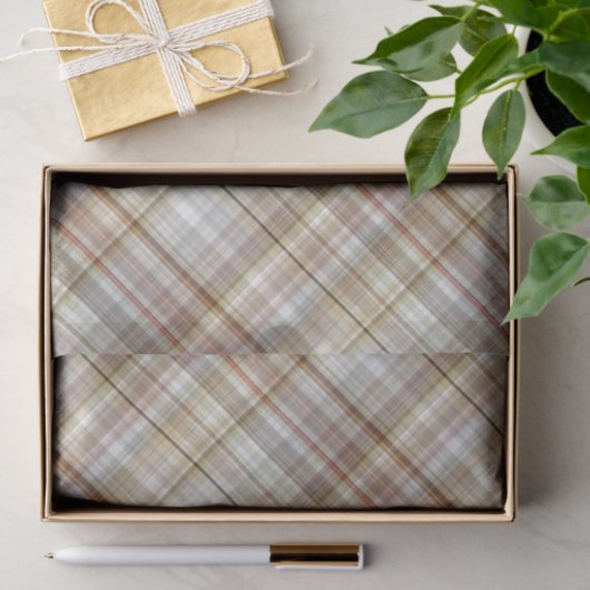 クラシックチューペベージュブラウングレーホワイトギンガム 薄葉紙 (ギフト)