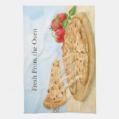クラシックチーズピザの水彩画 キッチンタオル (縦)
