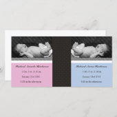 クラシックツインガールボーイダブル新生児フォトカード 案内状 (正面/裏面)