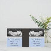 クラシックツインボーイズ二重新生児フォトカード 案内状 (スタンド正面)