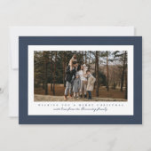 クラシックツイードのフレームシンプルネイビー写真クリスマス シーズンカード (正面)