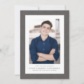 クラシックツイードシンプル枠グレー写真卒業 案内状 (正面)