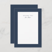 クラシックツイードシンプル枠ネイビーパーソナライズされたル サンキューカード (正面/裏面)