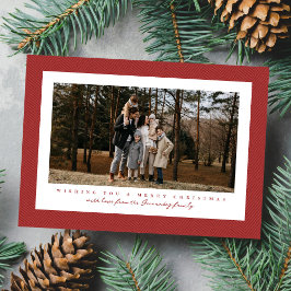 クラシックツイードフレームシンプルな赤い写真クリスマス シーズンカード