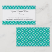 クラシックティール(緑がかった色)エレガントクアトレフォイルプロフェッショナル 名刺 (正面/裏面)