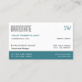 クラシックティール（緑がかった色）ホワスタイリッシュイシンプルト（モノグラム） 名刺 (裏面)