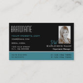 クラシックティール（緑がかった色）白モノグラムと写真 名刺 (裏面)