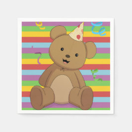 クラシックテディベアの幼児の誕生日パーティー スタンダードカクテルナプキン