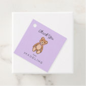クラシックテディベアラベンダーパープルベビーシャワー フェイバータグ (インサイチュ)