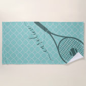 クラシックテニスラケットボールガールズネームスポーツスタイル ビーチタオル (正面)