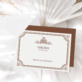 クラシックテラコッタとベージュ色結婚のタイムライン エンクロージャーカード