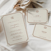 クラシックテラコッタとベージュ色結婚のタイムライン エンクロージャーカード